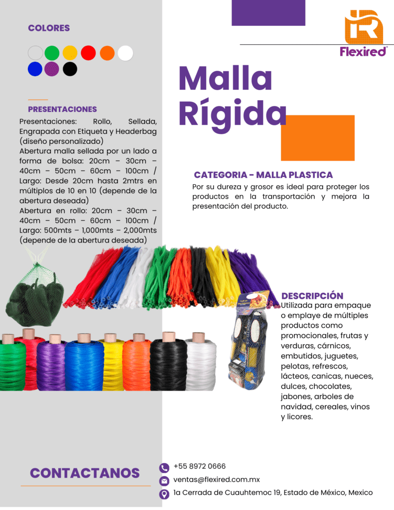 especificaciones de malla rígida